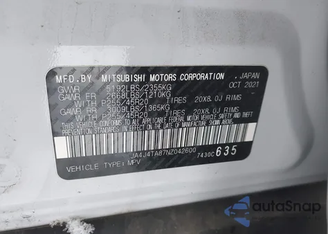 2022 Mitsubishi Outlander Es 2.5 S-Awc z USA, uszkodzony, nr VIN JA4J4TA87NZ042600